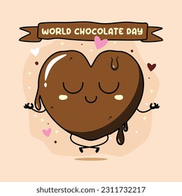 vector illustration of a meditating chocolate candy