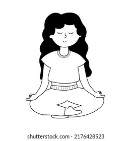 
Vector illustration of a meditating doodle woman. Concept of love and self care