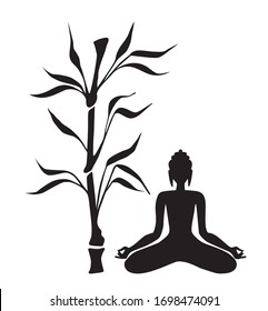 Vector illustration of Meditating God Buddha under a Bamboo Tree
