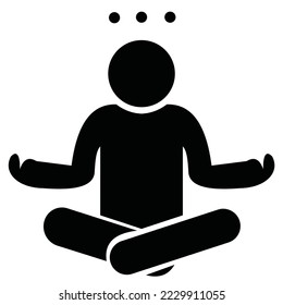 ilustración vectorial del icono humano meditante. color negro y blanco.