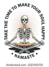 vector illustration meditating skull. for t-shirts, stickers and other similar products.