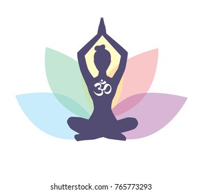 Vector Illustration Meditating Woman Religious Symbol Stock Vector ...