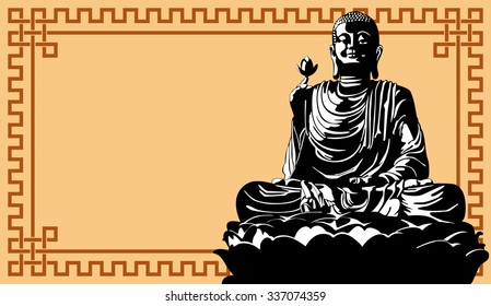 vector illustration of meditation Buddha on background