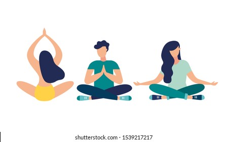 Vector illustration, meditation concept,  vector, yoga health benefits of the body. mind and emotions, thought process 
