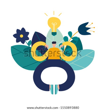 Vector illustration, meditation concept, yoga health benefits of the body. mind and emotions, thought process - vector 