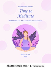 vector illustration of meditation mental health concept, use in poster, social media, etc.