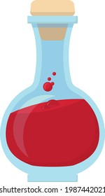 Vector illustration of medium vial with red, bubbly liquid inside - Potion of lesser healing - no embellishments