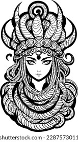 vector illustration of medusa face cartoon