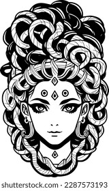 vector illustration of medusa face cartoon