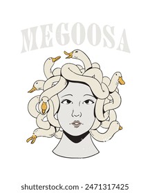 Vector Illustration of Medusa in a Funny Way