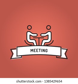 VECTOR ILLUSTRATION OF MEETING LINE ICON SET