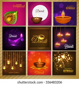  Vector Illustration Mega set of header n banner with decorated diya festivel ofDiwali.