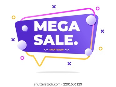 Vector illustration mega shopping day sale banner background. Colorful liquid design poster template.