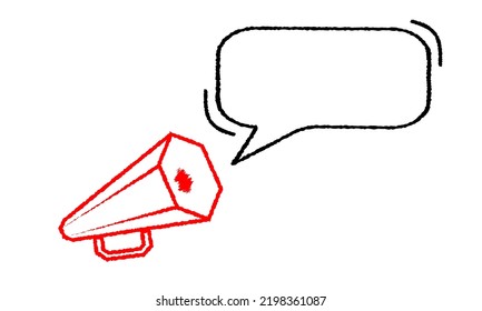 Vector illustration of megaphone with bubble on isolated background. Banner with retro loudspeaker with bubble.