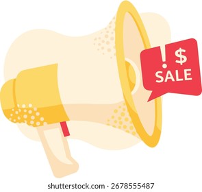 vector illustration of a megaphone with a dollar sign and sale tag for a Black Friday or Cyber Monday marketing announcement.