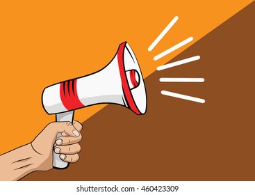 Vector illustration of a megaphone in his hand