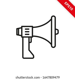 Ilustración vectorial del símbolo de línea de icono de megáfono. Pasos10