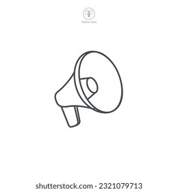 A vector illustration of a megaphone icon, symbolizing communication, broadcasting, or announcement. Ideal for designating alerts, promotions, or public speaking