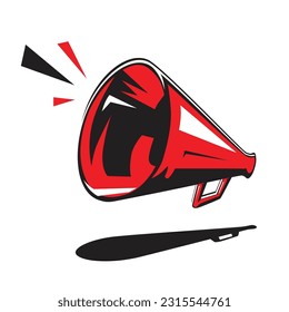 Vector illustration of a megaphone isolated on white background. Cartoon hand drawn trendy. 