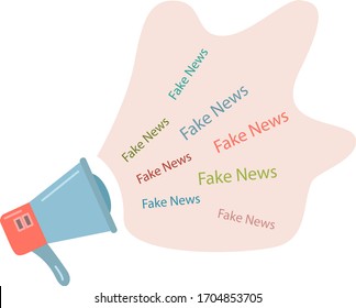 vector illustration with megaphone and the message "fake news"