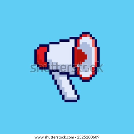 Vector Illustration of megaphone with Pixel Art Design, perfect for game assets themed designs