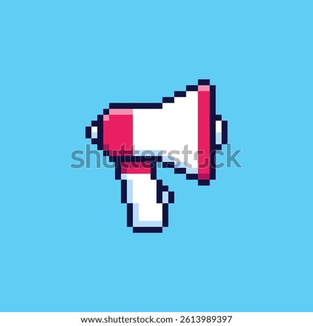Vector Illustration of megaphone with Pixel Art Design, perfect for game assets themed designs