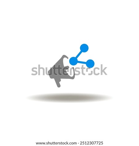 Vector illustration of megaphone with share link. Icon of refer a friend. Symbol of marketing referral affiliate program.