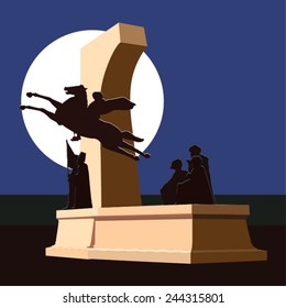 Vector illustration of Mehmed the Conqueror monument silhouette in Fatih, Istanbul