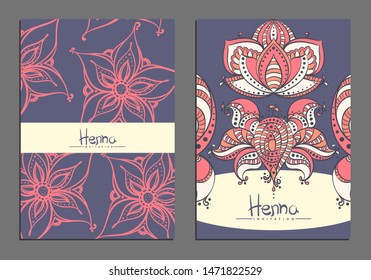 vector illustration of mehndi flowers template