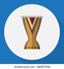 Vector Illustration Of Melody Symbol On Djembe Flat Icon. Premium Quality Isolated Portal Element In Trendy Flat Style.