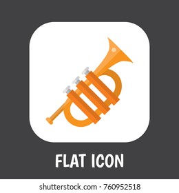 Vector Illustration Of Melody Symbol On Alt Flat Icon. Premium Quality Isolated Tuba Element In Trendy Flat Style.