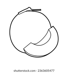 Ilustración vectorial del lino de melón aislado para colorear sobre fondo blanco