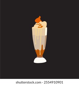 vector illustration of melted ice cream drink