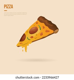 Vector illustration of a melted pizza slice
