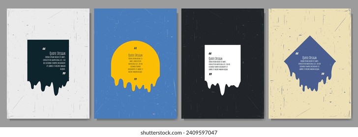 Vector illustration. Melted rectangle shapes with drip effect. Melting geometric banners. Flat style backgrounds. Quote frames blank template set. Isolated text box. Design for poster, book cover