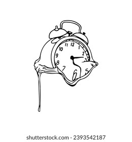 vector illustration of melting concept alarm clock