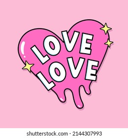 VECTOR ILLUSTRATION OF A MELTING HEART WITH THE TEXT LOVE, SLOGAN PRINT 