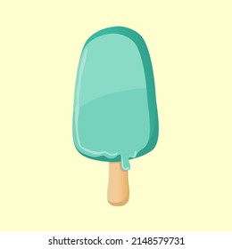Vector illustration. Melting ice cream on a stick