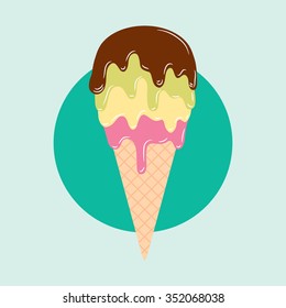 Vector illustration of melting ice cream