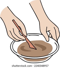 Vector illustration of melting and mixing chocolate