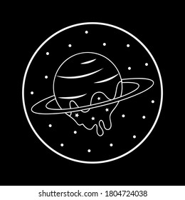 VECTOR ILLUSTRATION OF A MELTING PLANET WITH STARS, SLOGAN PRINT VECTOR