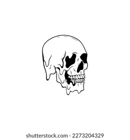 vector illustration of melting skull concept