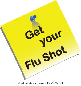 vector illustration of a memo to remind you to get your flu shot