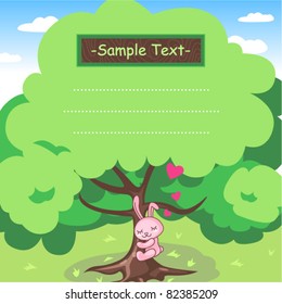 Ilustración vectorial del diseño de memopad sobre el amor de la naturaleza abrazando un árbol
