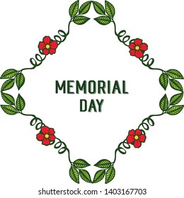 Vector illustration memorial day card style with various abstract purple rose wreath frame hand drawn