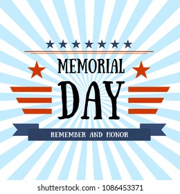 Vector illustration for memorial day with flag of America