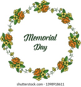 Vector illustration memorial day with floral frames isolated on white background hand drawn