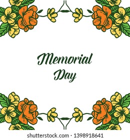 Vector illustration memorial day with floral frames isolated on white background hand drawn