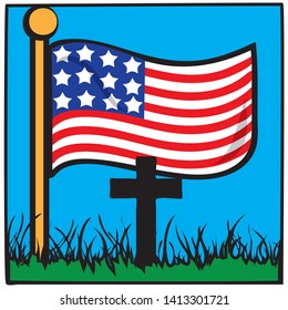 Vector illustration of a Memorial Day icon or symbol