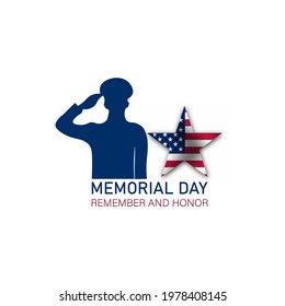 Vector Illustration of Memorial Day - Remember and honor with USA flag
